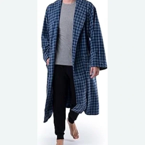 Izod Men's Blue Plaid Robe - Picture 4 of 4
